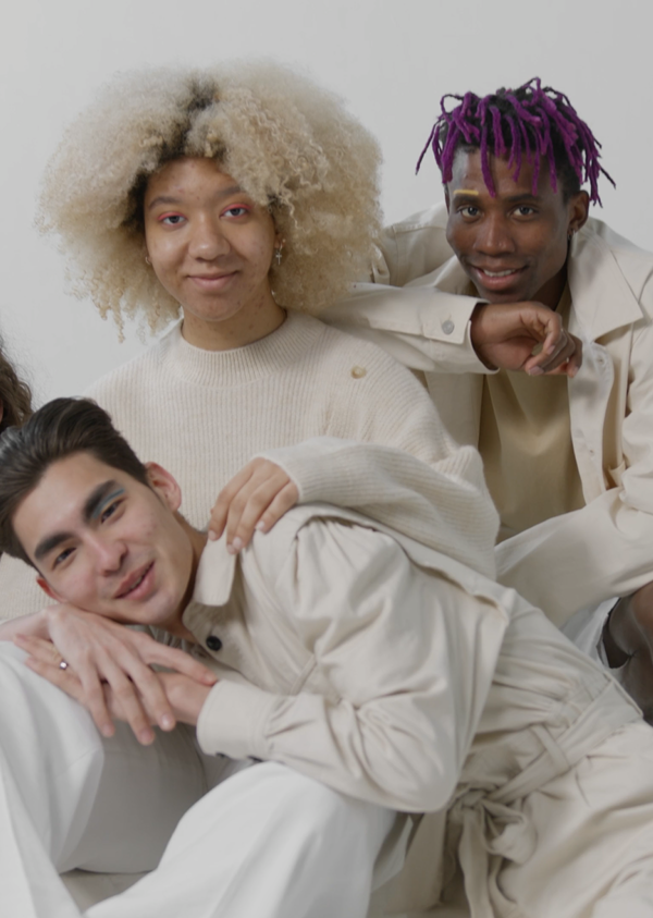 YUUGA craftsmanship editorial close portrait in neutral clothing